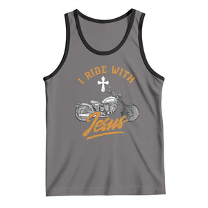 Christian Biker Tank Top I Ride With Jesus Faith Motorcycle TS02 Deep Heather Black Print Your Wear