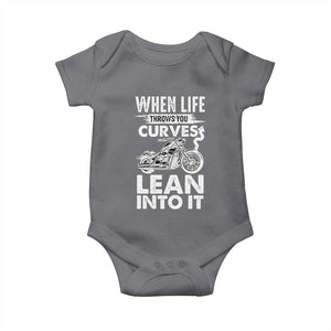 Funny Biker Baby Onesie When Life Throws You Curves Lean Into It Motorcycle TS02 Charcoal Print Your Wear