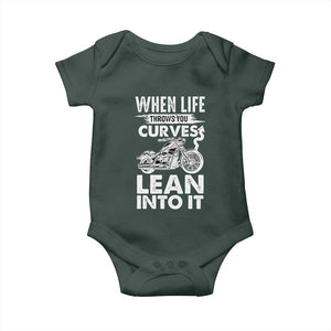 Funny Biker Baby Onesie When Life Throws You Curves Lean Into It Motorcycle TS02 Print Your Wear