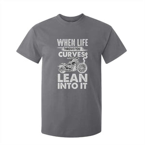Funny Biker T Shirt For Kid When Life Throws You Curves Lean Into It Motorcycle TS02 Charcoal Print Your Wear