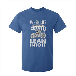Funny Biker T Shirt For Kid When Life Throws You Curves Lean Into It Motorcycle TS02 Royal Blue Print Your Wear