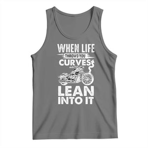 Funny Biker Tank Top When Life Throws You Curves Lean Into It Motorcycle TS02 Black Heather Print Your Wear