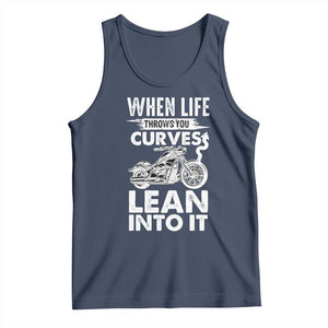 Funny Biker Tank Top When Life Throws You Curves Lean Into It Motorcycle TS02 Navy Print Your Wear