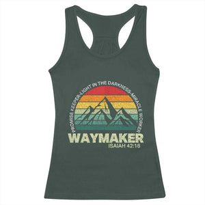 Christian Faith Racerback Tank Top Waymaker Promise Keeper Miracle Worker Retro Vintage TS02 Dark Forest Green Print Your Wear