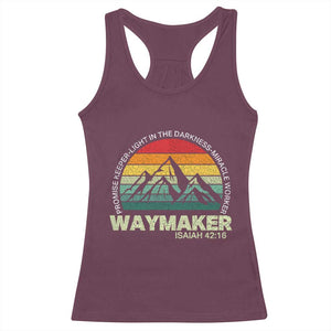 Christian Faith Racerback Tank Top Waymaker Promise Keeper Miracle Worker Retro Vintage TS02 Maroon Print Your Wear