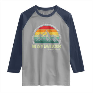 Christian Faith Raglan Shirt Waymaker Promise Keeper Miracle Worker Retro Vintage TS02 Sport Gray Navy Print Your Wear
