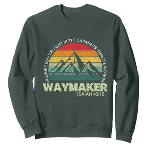 Christian Faith Sweatshirt Waymaker Promise Keeper Miracle Worker Retro Vintage TS02 Dark Forest Green Print Your Wear