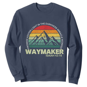 Christian Faith Sweatshirt Waymaker Promise Keeper Miracle Worker Retro Vintage TS02 Navy Print Your Wear