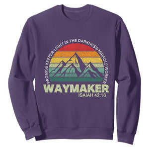 Christian Faith Sweatshirt Waymaker Promise Keeper Miracle Worker Retro Vintage TS02 Purple Print Your Wear