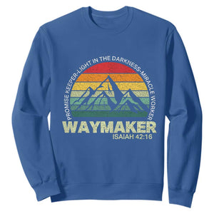 Christian Faith Sweatshirt Waymaker Promise Keeper Miracle Worker Retro Vintage TS02 Royal Blue Print Your Wear