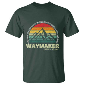 Christian Faith T Shirt - Waymaker Promise Keeper Miracle Worker Retro Vintage Tee TS02 Dark Forest Green Print Your Wear