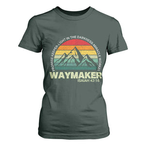 Christian Faith T Shirt For Women Waymaker Promise Keeper Miracle Worker Retro Vintage TS02 Dark Forest Green Print Your Wear