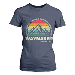 Christian Faith T Shirt For Women Waymaker Promise Keeper Miracle Worker Retro Vintage TS02 Navy Print Your Wear