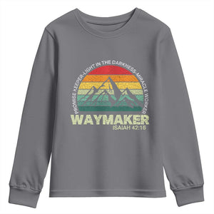 Christian Faith Youth Sweatshirt Waymaker Promise Keeper Miracle Worker Retro Vintage TS02 Charcoal Print Your Wear