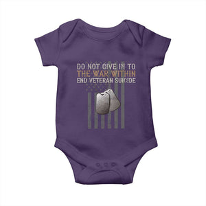 Veteran Suicide Awareness Baby Onesie Do Not Give In To The War Within Patriotic US Flag TS02 Purple Print Your Wear