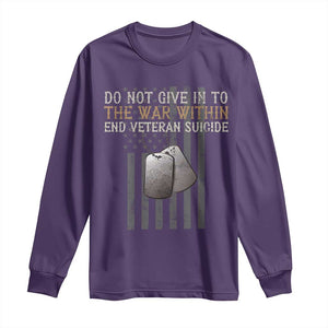 Veteran Suicide Awareness Long Sleeve Shirt Do Not Give In To The War Within Patriotic US Flag TS02 Purple Print Your Wear