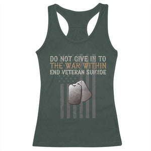 Veteran Suicide Awareness Racerback Tank Top Do Not Give In To The War Within Patriotic US Flag TS02 Dark Forest Green Print Your Wear