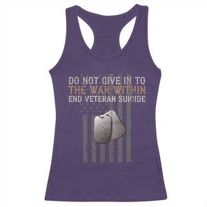 Veteran Suicide Awareness Racerback Tank Top Do Not Give In To The War Within Patriotic US Flag TS02 Purple Print Your Wear