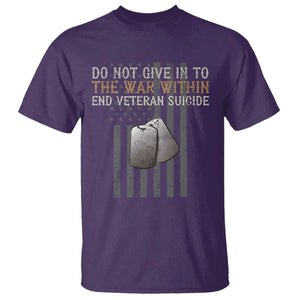 Veteran Suicide Awareness T Shirt Do Not Give In To The War Within Patriotic US Flag TS02 Purple Print Your Wear