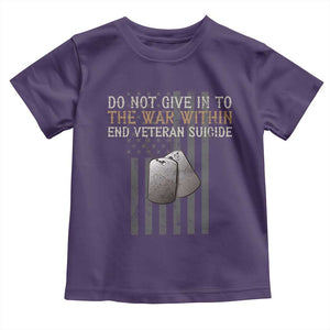 Veteran Suicide Awareness Toddler T Shirt Do Not Give In To The War Within Patriotic US Flag TS02 Purple Print Your Wear