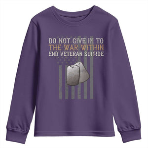 Veteran Suicide Awareness Youth Sweatshirt Do Not Give In To The War Within Patriotic US Flag TS02 Purple Print Your Wear