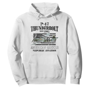 P-47 Thunderbolt WWII Airplane Hoodie American Muscle Vintage TS02 White Print Your Wear