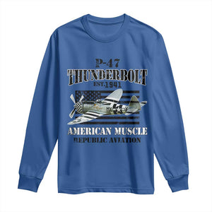 P-47 Thunderbolt WWII Airplane Long Sleeve Shirt American Muscle Vintage TS02 Royal Blue Print Your Wear