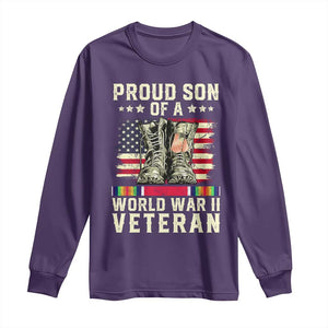 Proud Son Of World War 2 Veteran Long Sleeve Shirt WWII Vet Pride TS02 Purple Print Your Wear