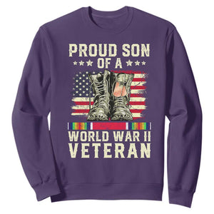 Proud Son Of World War 2 Veteran Sweatshirt WWII Vet Pride TS02 Purple Print Your Wear