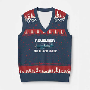 CORSAIR WWII HISTORY V-Neck Knit Sweater Vest Black Sheep Squadron Pilot TS02 Navy Red Print Your Wear