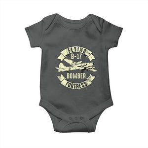 Vintage B-17 Bomber WW2 Aircraft Baby Onesie Plane Aviation Fighter Airplane Retro Grunge TS02 Dark Heather Print Your Wear