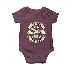 Vintage B-17 Bomber WW2 Aircraft Baby Onesie Plane Aviation Fighter Airplane Retro Grunge TS02 Maroon Print Your Wear