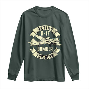 Vintage B-17 Bomber WW2 Aircraft Long Sleeve Shirt Plane Aviation Fighter Airplane Retro Grunge TS02 Dark Forest Green Print Your Wear
