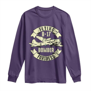 Vintage B-17 Bomber WW2 Aircraft Long Sleeve Shirt Plane Aviation Fighter Airplane Retro Grunge TS02 Purple Print Your Wear