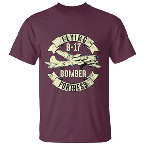 Vintage B-17 Bomber WW2 Aircraft T Shirt Plane Aviation Fighter Airplane Retro Grunge TS02 Maroon Print Your Wear