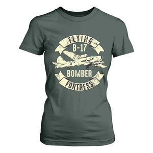 Vintage B-17 Bomber WW2 Aircraft T Shirt For Women Plane Aviation Fighter Airplane Retro Grunge TS02 Dark Forest Green Print Your Wear
