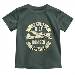 Vintage B-17 Bomber WW2 Aircraft Toddler T Shirt Plane Aviation Fighter Airplane Retro Grunge TS02 Dark Forest Green Print Your Wear