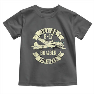 Vintage B-17 Bomber WW2 Aircraft Toddler T Shirt Plane Aviation Fighter Airplane Retro Grunge TS02 Dark Heather Print Your Wear