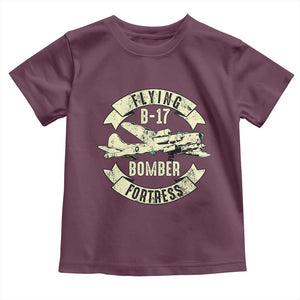 Vintage B-17 Bomber WW2 Aircraft Toddler T Shirt Plane Aviation Fighter Airplane Retro Grunge TS02 Maroon Print Your Wear