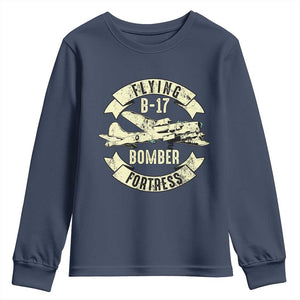 Vintage B-17 Bomber WW2 Aircraft Youth Sweatshirt Plane Aviation Fighter Airplane Retro Grunge TS02 Navy Print Your Wear