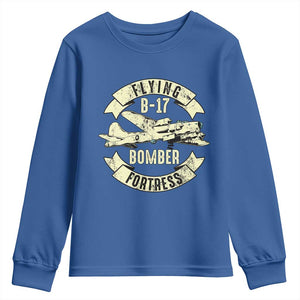 Vintage B-17 Bomber WW2 Aircraft Youth Sweatshirt Plane Aviation Fighter Airplane Retro Grunge TS02 Royal Blue Print Your Wear