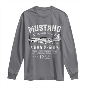 P-51 Mustang Long Sleeve Shirt North American Aviation WW2 P51 Fighter Plane TS02 Charcoal Print Your Wear