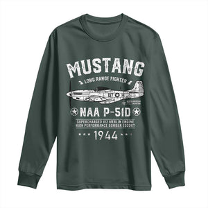 P-51 Mustang Long Sleeve Shirt North American Aviation WW2 P51 Fighter Plane TS02 Dark Forest Green Print Your Wear