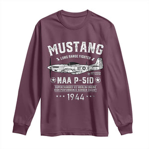 P-51 Mustang Long Sleeve Shirt North American Aviation WW2 P51 Fighter Plane TS02 Maroon Print Your Wear
