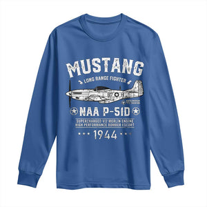 P-51 Mustang Long Sleeve Shirt North American Aviation WW2 P51 Fighter Plane TS02 Royal Blue Print Your Wear