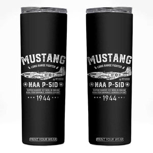 P-51 Mustang Skinny Tumbler North American Aviation WW2 P51 Fighter Plane TS02 Black Print Your Wear