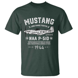 P-51 Mustang T Shirt North American Aviation WW2 P51 Fighter Plane TS02 Dark Forest Green Print Your Wear