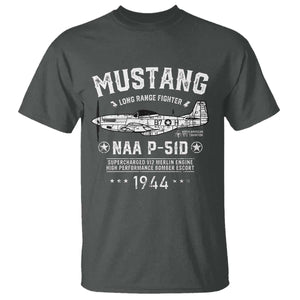 P-51 Mustang T Shirt North American Aviation WW2 P51 Fighter Plane TS02 Dark Heather Print Your Wear