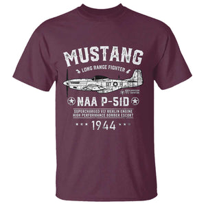 P-51 Mustang T Shirt North American Aviation WW2 P51 Fighter Plane TS02 Maroon Print Your Wear