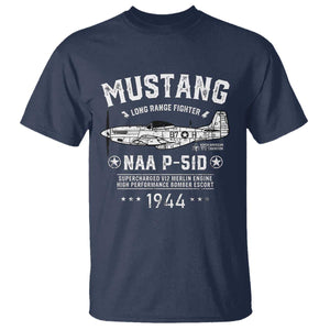 P-51 Mustang T Shirt North American Aviation WW2 P51 Fighter Plane TS02 Navy Print Your Wear